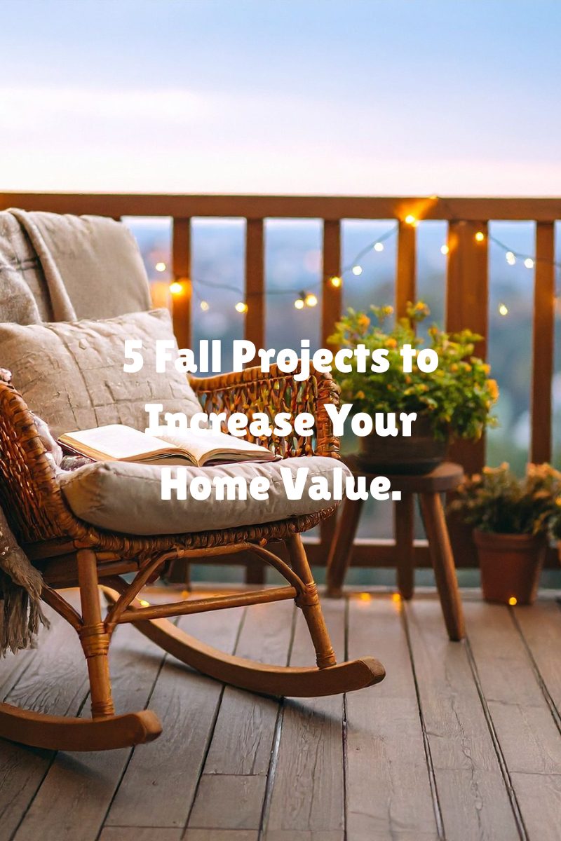 Cozy fall porch with wicker chair, blanket, and open book, symbolizing home improvement and seasonal charm in Upstate SC.