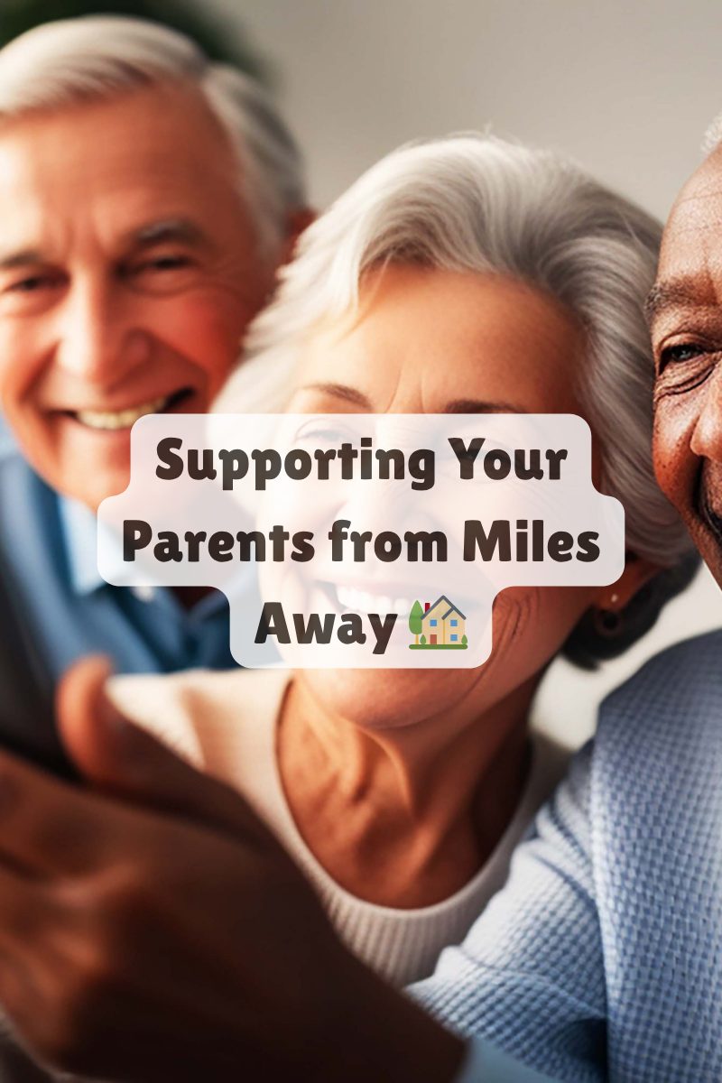 Smiling older adults taking a video call, representing long-distance family connection and senior support.