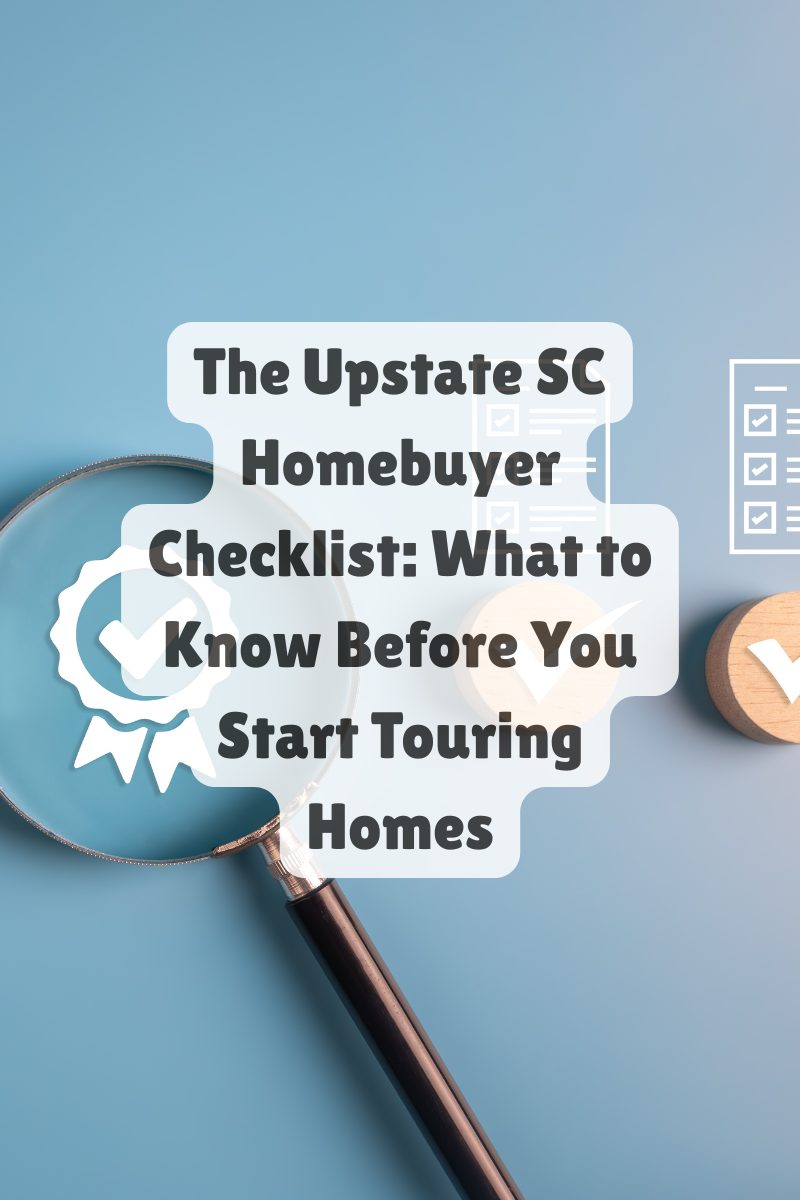 A magnifying glass and checklist icons on a blue background, symbolizing organization and preparation for the homebuying process.